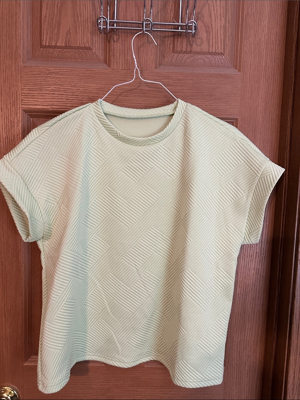 SHEIN Mint Green Textured Short Sleeve Top